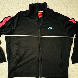Nike Black Jacket with Pink and Blue Accents